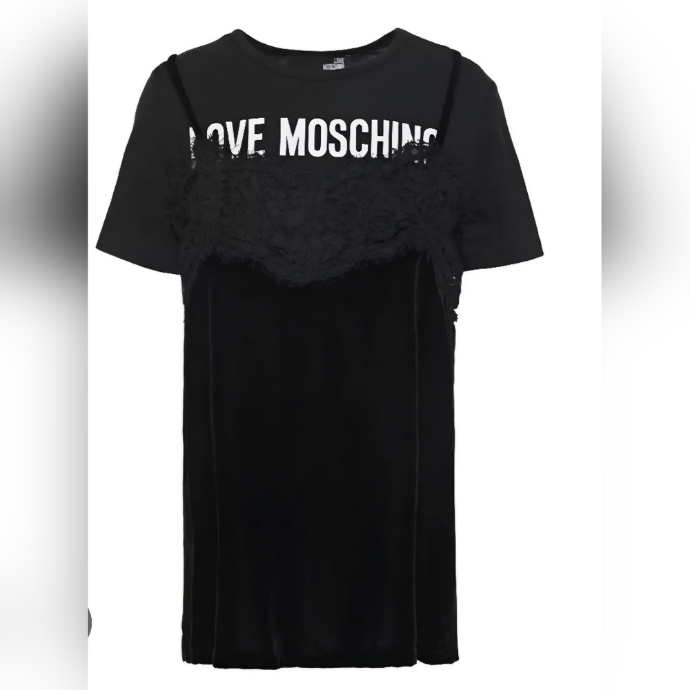 Love Moschino Black Lace Overlay Top